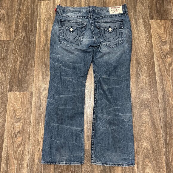 True Religion Jeans Men's 40x34 Blue Midnight Bootcut Billy Big T Flap Y2K 00s - Picture 2 of 12